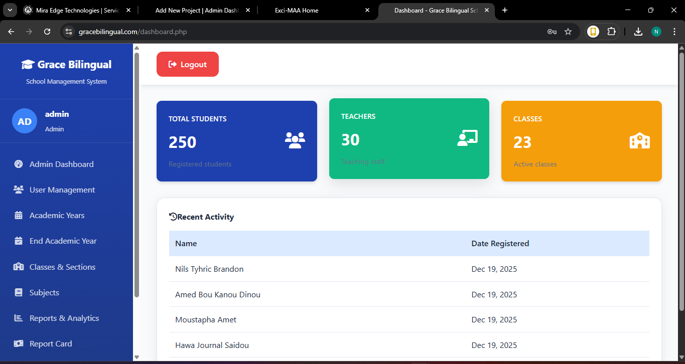 Grace Bilingual School (website)